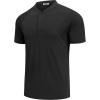 COOFANDY Men’s Quick Dry Golf Polo Shirts Short Sleeve Henley Shirt Active Athletic Collarless Sports T Shirts(Black1)