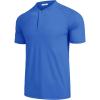 COOFANDY Men’s Quick Dry Golf Polo Shirts Short Sleeve Henley Shirt Active Athletic Collarless Sports T Shirts(Blue)