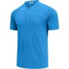 COOFANDY Men’s Quick Dry Golf Polo Shirts Short Sleeve Henley Shirt Active Athletic Collarless Sports T Shirts(Blue1)