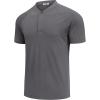 COOFANDY Men’s Quick Dry Golf Polo Shirts Short Sleeve Henley Shirt Active Athletic Collarless Sports T Shirts(Dark Grey1)