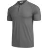 COOFANDY Men’s Quick Dry Golf Polo Shirts Short Sleeve Henley Shirt Active Athletic Collarless Sports T Shirts(Grey)