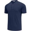 COOFANDY Men’s Quick Dry Golf Polo Shirts Short Sleeve Henley Shirt Active Athletic Collarless Sports T Shirts(Mightnight Blue)