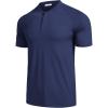 COOFANDY Men’s Quick Dry Golf Polo Shirts Short Sleeve Henley Shirt Active Athletic Collarless Sports T Shirts(Navy Blue)
