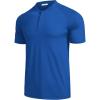 COOFANDY Men’s Quick Dry Golf Polo Shirts Short Sleeve Henley Shirt Active Athletic Collarless Sports T Shirts(Royal Blue)