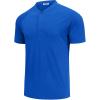 COOFANDY Men’s Quick Dry Golf Polo Shirts Short Sleeve Henley Shirt Active Athletic Collarless Sports T Shirts(Sky Blue)