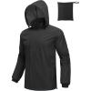 COOFANDY Men’s Rain Jacket Waterproof Packable Raincoat Lightweight Rain Shell Hood Travel Golf Hiking Cycling Zip Pockets(Black)