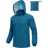 COOFANDY Men’s Rain Jacket Waterproof Packable Raincoat Lightweight Rain Shell Hood Travel Golf Hiking Cycling Zip Pockets(Blue)