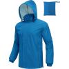 COOFANDY Men’s Rain Jacket Waterproof Packable Raincoat Lightweight Rain Shell Hood Travel Golf Hiking Cycling Zip Pockets(Bright Blue)