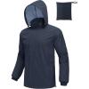 COOFANDY Men’s Rain Jacket Waterproof Packable Raincoat Lightweight Rain Shell Hood Travel Golf Hiking Cycling Zip Pockets(Dark Blue)