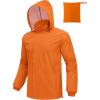COOFANDY Men’s Rain Jacket Waterproof Packable Raincoat Lightweight Rain Shell Hood Travel Golf Hiking Cycling Zip Pockets(Orange)