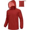 COOFANDY Men’s Rain Jacket Waterproof Packable Raincoat Lightweight Rain Shell Hood Travel Golf Hiking Cycling Zip Pockets(Red)