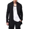 COOFANDY Men’s Ruffle Shawl Collar Cardigan Open Front Lightweight Long Length Drape Cape Overcoat with Pockets(Black)