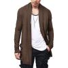 COOFANDY Men’s Ruffle Shawl Collar Cardigan Open Front Lightweight Long Length Drape Cape Overcoat with Pockets(Coffe)