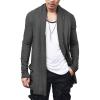 COOFANDY Men’s Ruffle Shawl Collar Cardigan Open Front Lightweight Long Length Drape Cape Overcoat with Pockets(Deep Gray)