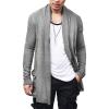 COOFANDY Men’s Ruffle Shawl Collar Cardigan Open Front Lightweight Long Length Drape Cape Overcoat with Pockets(Gray)