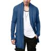 COOFANDY Men’s Ruffle Shawl Collar Cardigan Open Front Lightweight Long Length Drape Cape Overcoat with Pockets(Navy Blue)