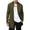 COOFANDY Men’s Ruffle Shawl Collar Cardigan Open Front Lightweight Long Length Drape Cape Overcoat with Pockets(Olive Green)