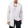 COOFANDY Men’s Ruffle Shawl Collar Cardigan Open Front Lightweight Long Length Drape Cape Overcoat with Pockets(White)