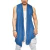 COOFANDY Men’s Ruffle Shawl Collar Cardigan Sleeveless Open Front Sleeveless Kimono Vest(Blue)