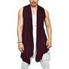 COOFANDY Men’s Ruffle Shawl Collar Cardigan Sleeveless Open Front Sleeveless Kimono Vest(Wine Red)
