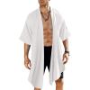 COOFANDY Men’s Ruffle Shawl Collar Lightweight Cardigan Long Kimono Jackets Open Front Drape Cape Coat(Typeb-white)