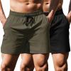 COOFANDY Men’s Running Athletic Shorts 5 Inch 2 Pack Gym Workout Shorts Fitted Exercise Hiking Shorts with Zipper Pocket(01-army Green/Black)