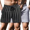 COOFANDY Men’s Running Athletic Shorts 5 Inch 2 Pack Gym Workout Shorts Fitted Exercise Hiking Shorts with Zipper Pocket(Black Stripes/Grey)