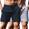 COOFANDY Men’s Running Athletic Shorts 5 Inch 2 Pack Gym Workout Shorts Fitted Exercise Hiking Shorts with Zipper Pocket(Camo Blue/Grey)