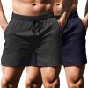COOFANDY Men’s Running Athletic Shorts 5 Inch 2 Pack Gym Workout Shorts Fitted Exercise Hiking Shorts with Zipper Pocket(Dark Grey/Navy Blue)