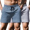 COOFANDY Men’s Running Athletic Shorts 5 Inch 2 Pack Gym Workout Shorts Fitted Exercise Hiking Shorts with Zipper Pocket(Light Blue/Grey)