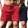 COOFANDY Men’s Running Athletic Shorts 5 Inch 2 Pack Gym Workout Shorts Fitted Exercise Hiking Shorts with Zipper Pocket(Red/Navy Blue)