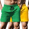 COOFANDY Men’s Running Athletic Shorts 5 Inch 2 Pack Gym Workout Shorts Fitted Exercise Hiking Shorts with Zipper Pocket(Yellow/Green)