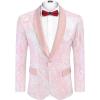 COOFANDY Men’s Sequin Blazer Sparkly Glitter Jacket Shiny Floral Suit Jacket Stylish Party Wedding Banquet Prom Tuxedo(Pink)
