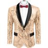 COOFANDY Men’s Sequin Blazer Sparkly Glitter Jacket Shiny Floral Suit Jacket Stylish Party Wedding Banquet Prom Tuxedo(Rose Gold)