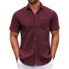 COOFANDY Mens Shirt Casual Button Down Shirt for Men Casual Business Dress Shirt Wine Red