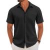 COOFANDY Men’s Short Sleeve Button Down Shirt Casual Linen Shirts Summer Beach Vacation Shirt with Pocket(Black)