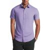 COOFANDY Men’s Short Sleeve Button Down Shirt Casual Summer Beach Untucked Vacation Textured Shirts with Pocket(Lilac Purple)