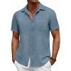 COOFANDY Men’s Short Sleeve Button Down Shirt Casual Summer Beach Untucked Vacation Textured Shirts with Pocket(Midnight)