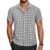 COOFANDY Mens Short Sleeve Button Down Shirt Plaid Button Up Shirts Casual 75% Cotton Work Shirts(B-black&white)