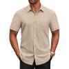 COOFANDY Men’s Short Sleeve Button Down Shirts Casual Dress Shirts for Men Untucked Shirt with Pocket(Beige)