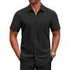COOFANDY Men’s Short Sleeve Button Down Shirts Casual Dress Shirts for Men Untucked Shirt with Pocket(Black)