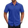 COOFANDY Men’s Short Sleeve Button Down Shirts Casual Dress Shirts for Men Untucked Shirt with Pocket(Brilliant Blue)