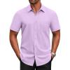 COOFANDY Men’s Short Sleeve Button Down Shirts Casual Dress Shirts for Men Untucked Shirt with Pocket(Lavender)