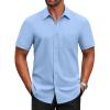 COOFANDY Men’s Short Sleeve Button Down Shirts Casual Dress Shirts for Men Untucked Shirt with Pocket(Light Blue)