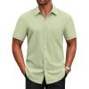 COOFANDY Men’s Short Sleeve Button Down Shirts Casual Dress Shirts for Men Untucked Shirt with Pocket(Light Green)