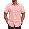 COOFANDY Men’s Short Sleeve Button Down Shirts Casual Dress Shirts for Men Untucked Shirt with Pocket(Light Pink)
