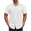 COOFANDY Men’s Short Sleeve Button Down Shirts Casual Dress Shirts for Men Untucked Shirt with Pocket(White)