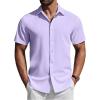 COOFANDY Mens Short Sleeve Button Down Shirts Casual Summer Shirt Untucked Dress Shirts(Lavender)
