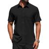 COOFANDY Mens Short Sleeve Button Down Shirts Lightweight Stain Shield Business Casual Dress Shirt Wrinkle Free(Black)