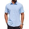 COOFANDY Mens Short Sleeve Button Down Shirts Lightweight Stain Shield Business Casual Dress Shirt Wrinkle Free(Blue)